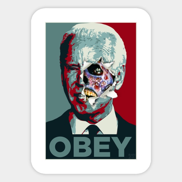 Obey Biden Sticker by Bobby Zeik Art
